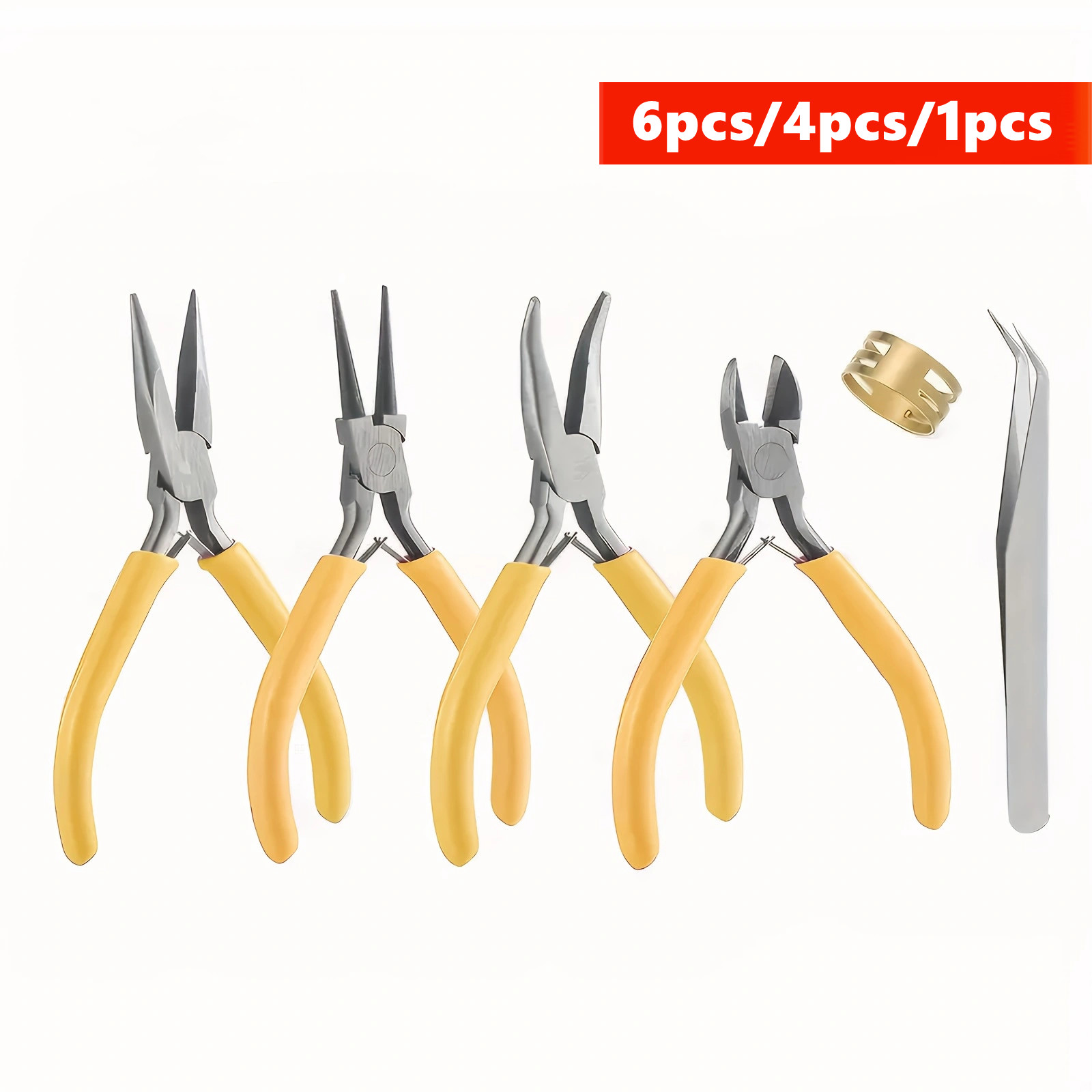 Jewelry Making Round Nose Pliers - طقم كماشات صفراء لصناعة المجوهرات 6/4/1