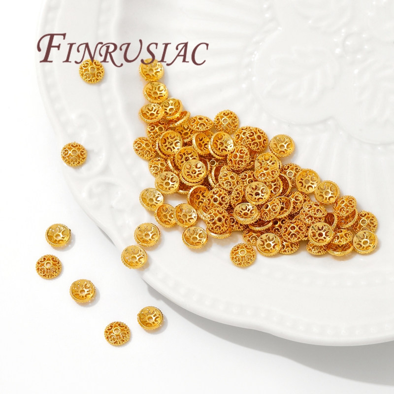 Bead Cap Flower - أغطية خرز مطلية بالذهب عيار 18