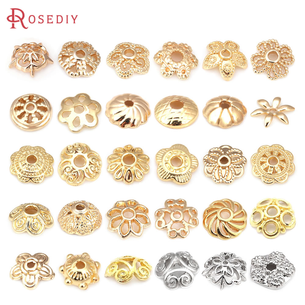 18K الذهب اللون النحاس زهرة ال - مراجعة Bead Cap Flower وسعره