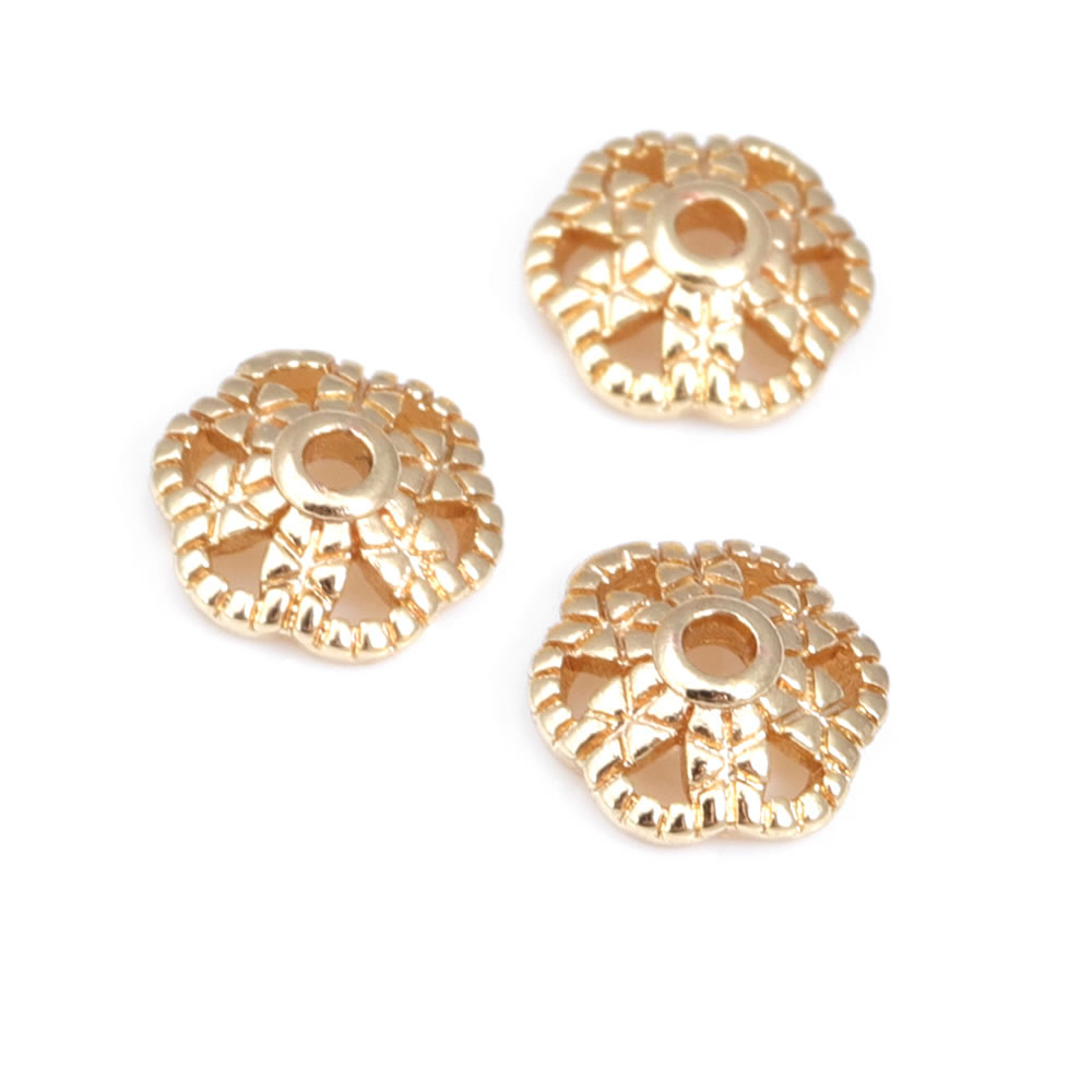18K الذهب اللون النحاس زهرة ال - مراجعة Bead Cap Flower وسعره