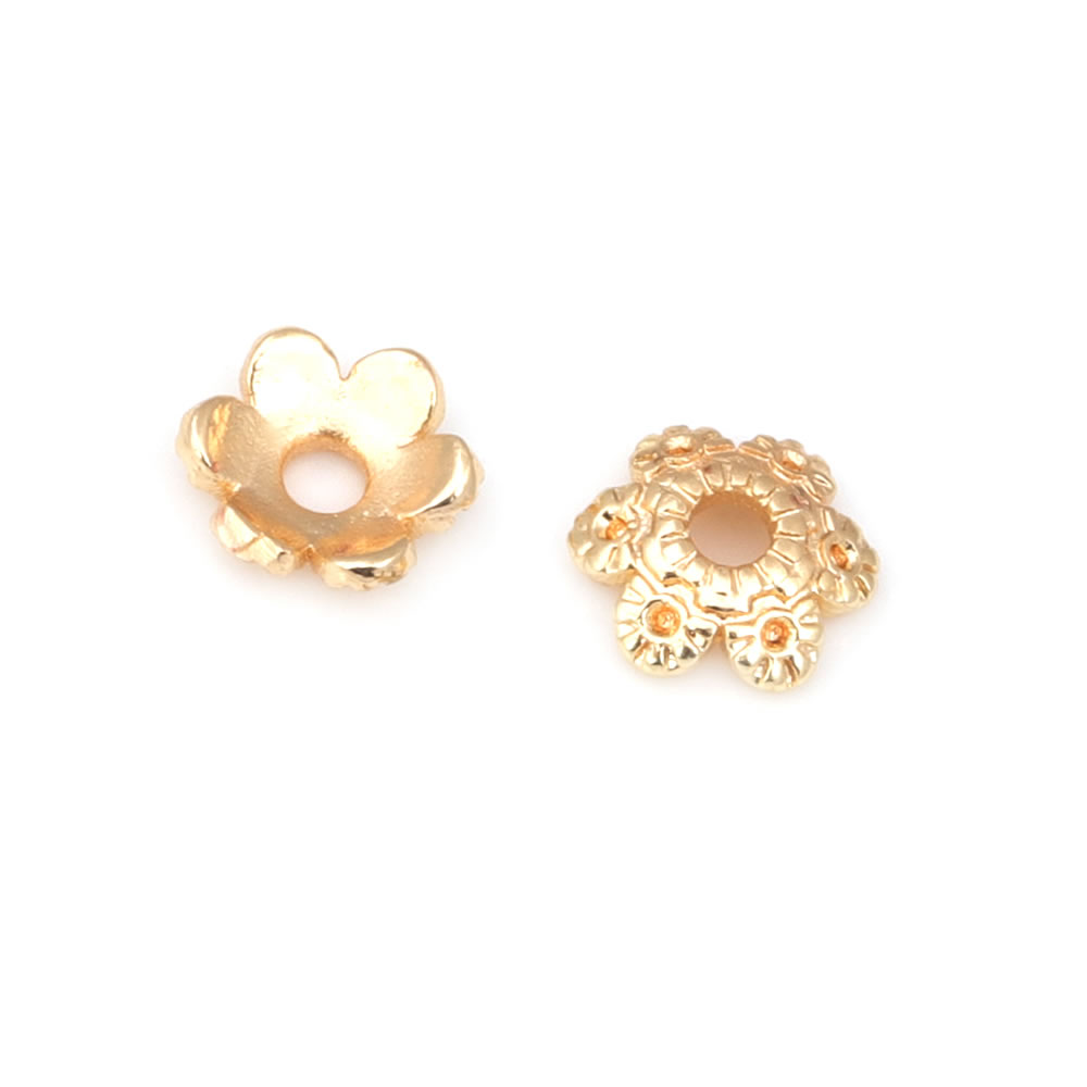18K الذهب اللون النحاس زهرة ال - مراجعة Bead Cap Flower وسعره