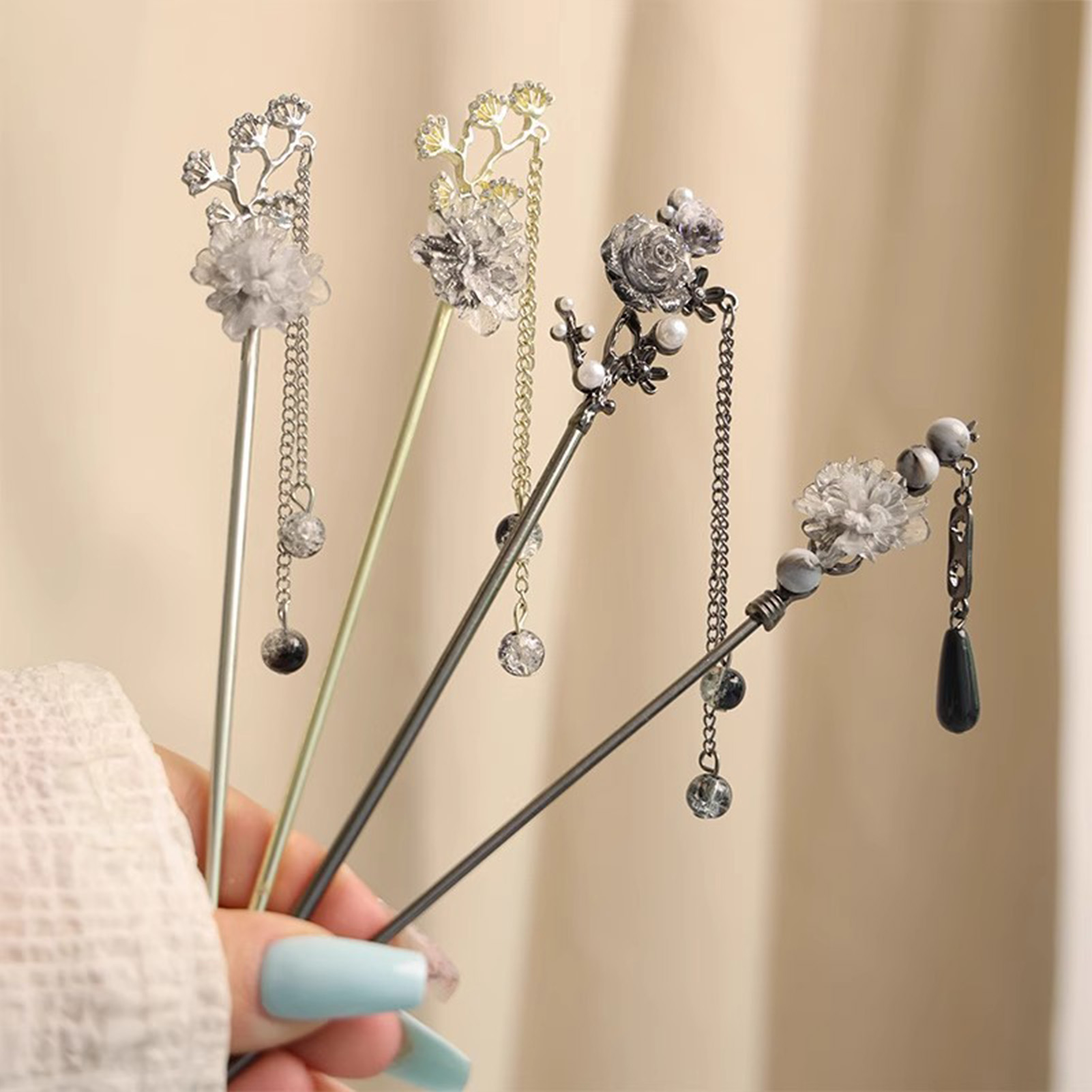 دبابيس شعر أنيقة على شكل زهور، - مراجعة Jewelry Making Accessories وسعره