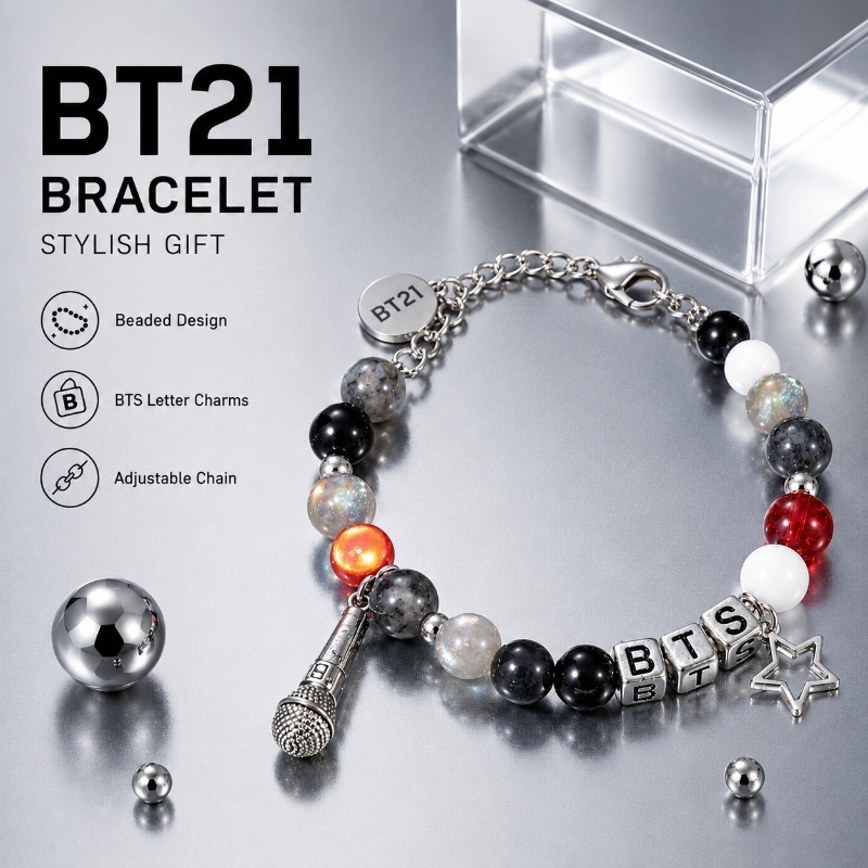 سوار خرز أسود وأحمر من BT21، إ - مراجعة Jewelry Making Accessories وسعره