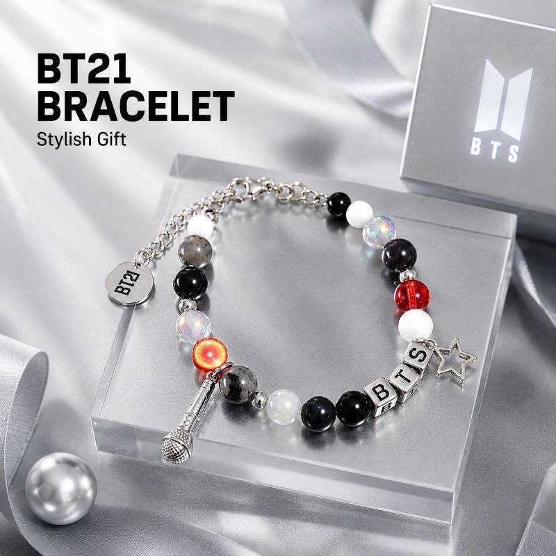 سوار خرز أسود وأحمر من BT21، إ - مراجعة Jewelry Making Accessories وسعره