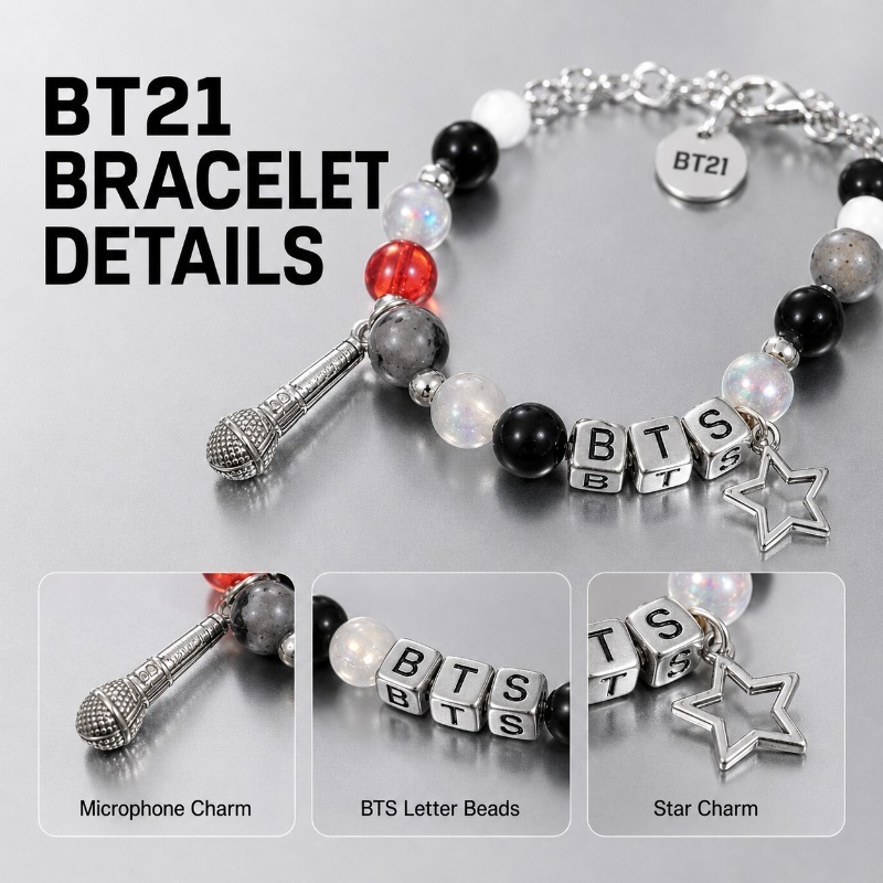 سوار خرز أسود وأحمر من BT21، إ - مراجعة Jewelry Making Accessories وسعره