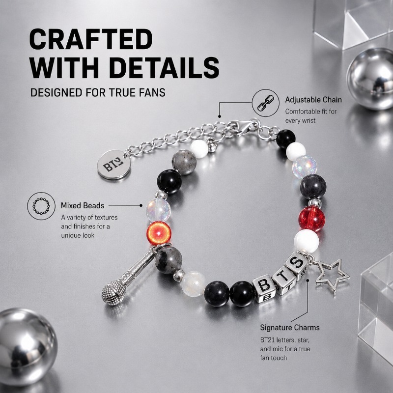 سوار خرز أسود وأحمر من BT21، إ - مراجعة Jewelry Making Accessories وسعره