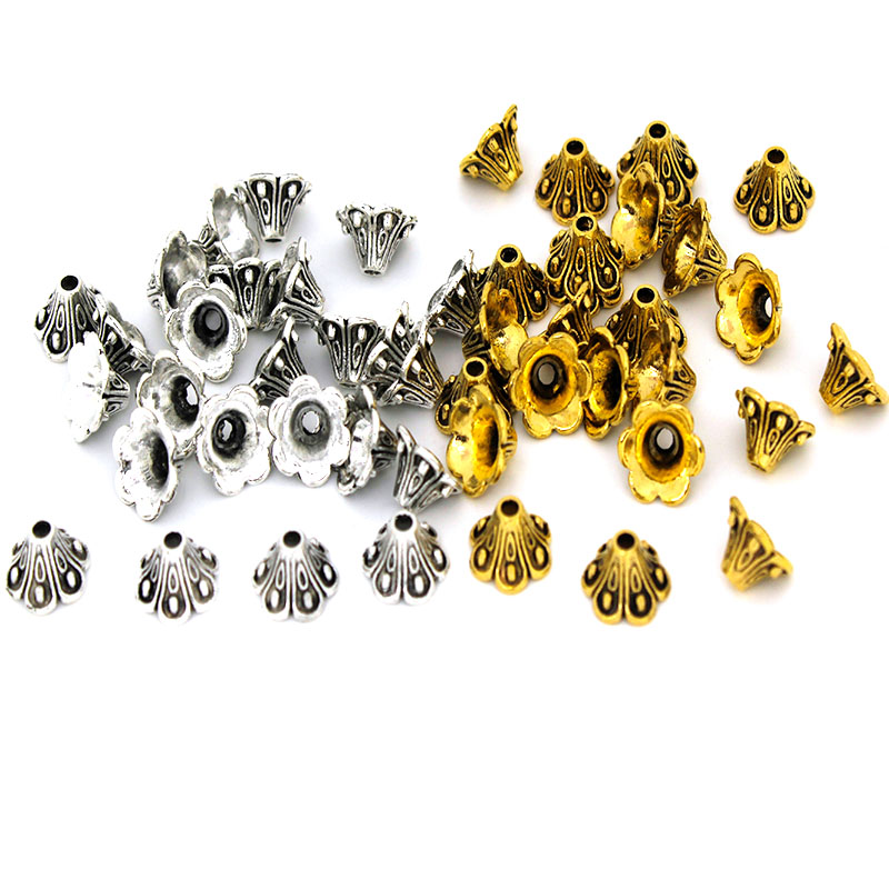 30 قطعة خمر الذهب والفضة زهرة  - مراجعة Bead Cap Flower وسعره