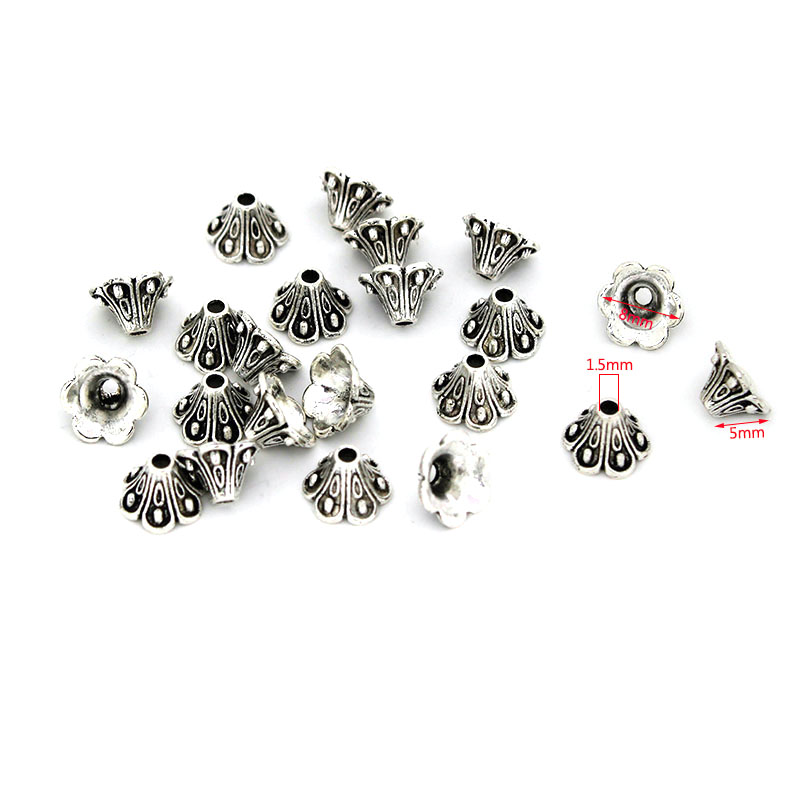 30 قطعة خمر الذهب والفضة زهرة  - مراجعة Bead Cap Flower وسعره