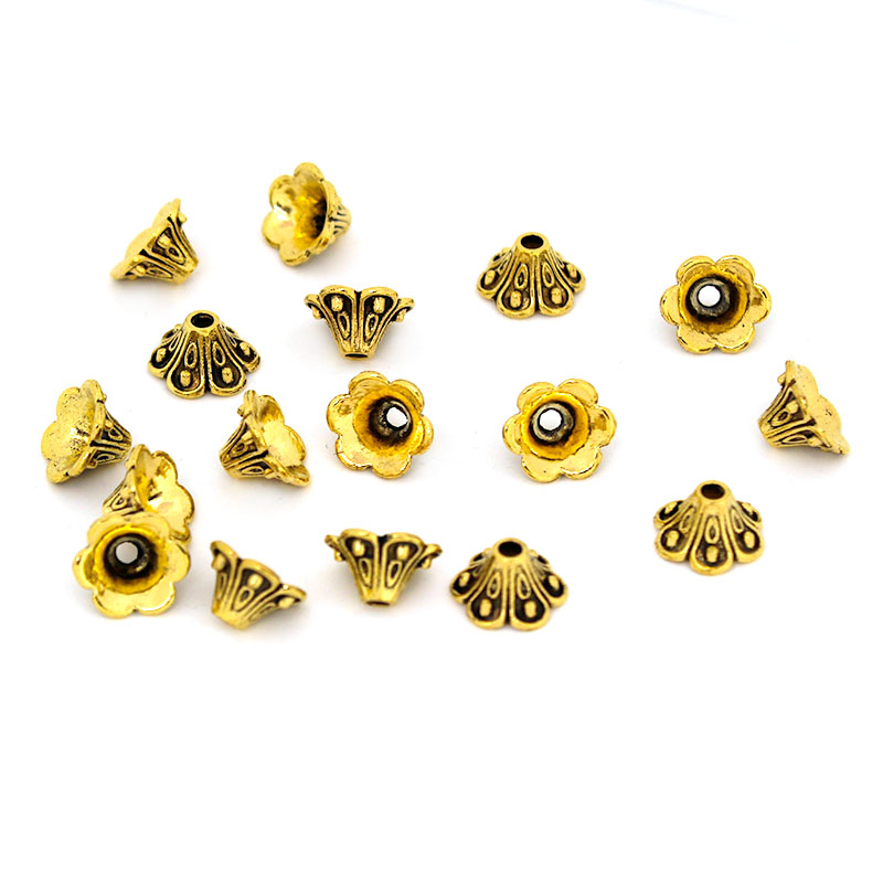 30 قطعة خمر الذهب والفضة زهرة  - مراجعة Bead Cap Flower وسعره